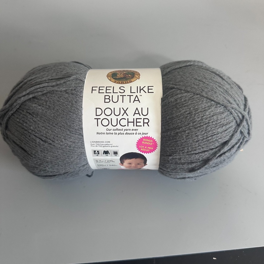 Lion Brand Feels Like Butta Yarn Charcoal Gray Bonus Bundle 9.7oz 590yd 150 123